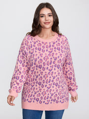 Sweet Leopard Pattern Jacquard Pullover