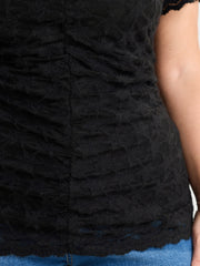 Sheer Lace Round Neck Knit Top
