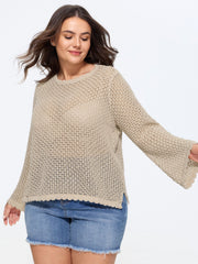 Sheer Hollow Out Back-Tie Cardigan