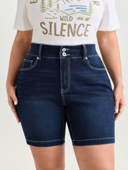 Stretchy Medium Wash Skinny-Fit Denim Shorts