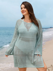 Hollowed-Out Open Back-Tie Swim Cover-Up