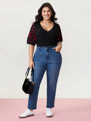 High-Rise Embroidered Straight-Leg Jeans