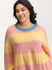 Colorblock Textured Flowy Fit Pullover
