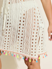 Cut-Out Colorful Tassels Swim Cover-Up