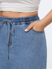 Pull-On Stretchy Cuffed Hem Jeans
