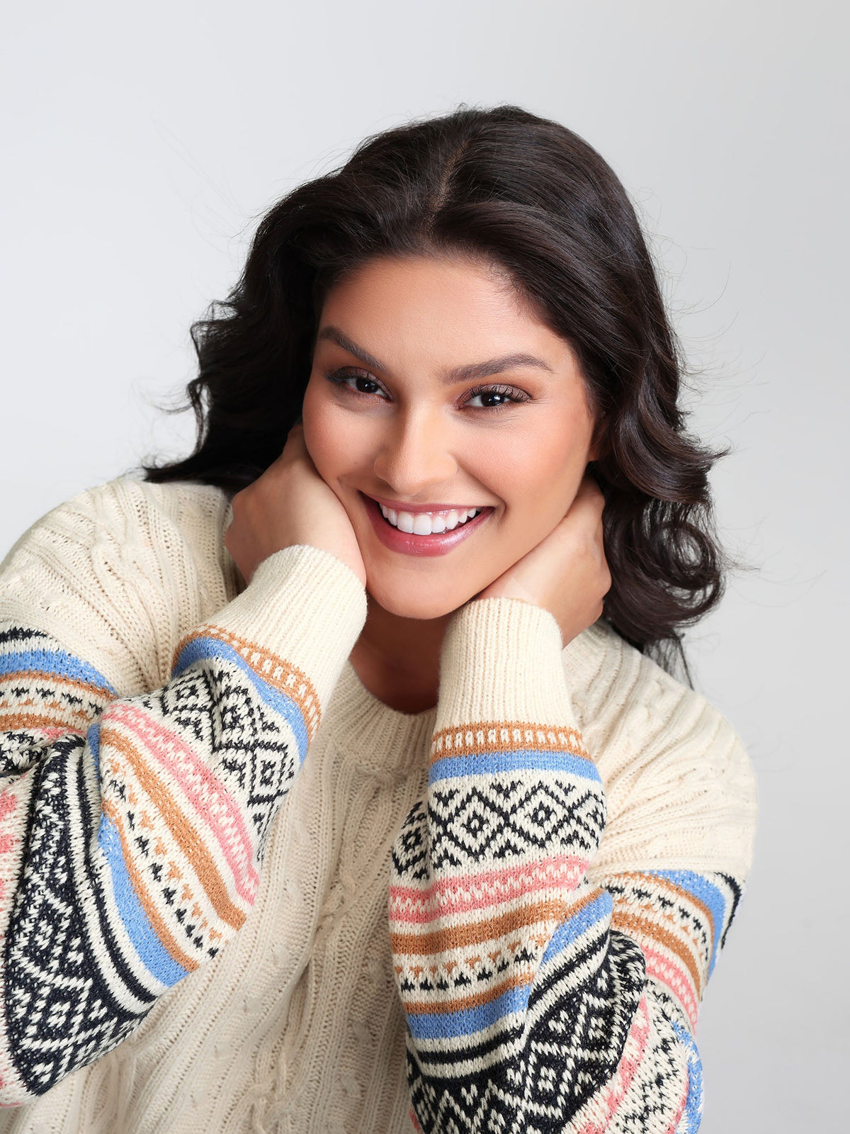 Boho Stripes Jacquard Textured Pullover