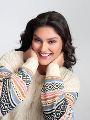 Boho Stripes Jacquard Textured Pullover