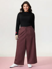 Cotton Bow Embroidery Pockets Plain Pants