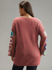 Floral Embroidered Hollow Out Pullover
