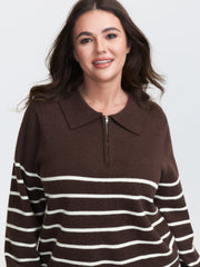 Supersoft Stripe Half-Zipper Collar Pullover